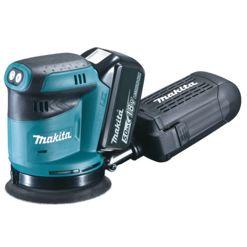 Makita DB0180 Akku-Exzenterschleifer auf weißem Untergrund