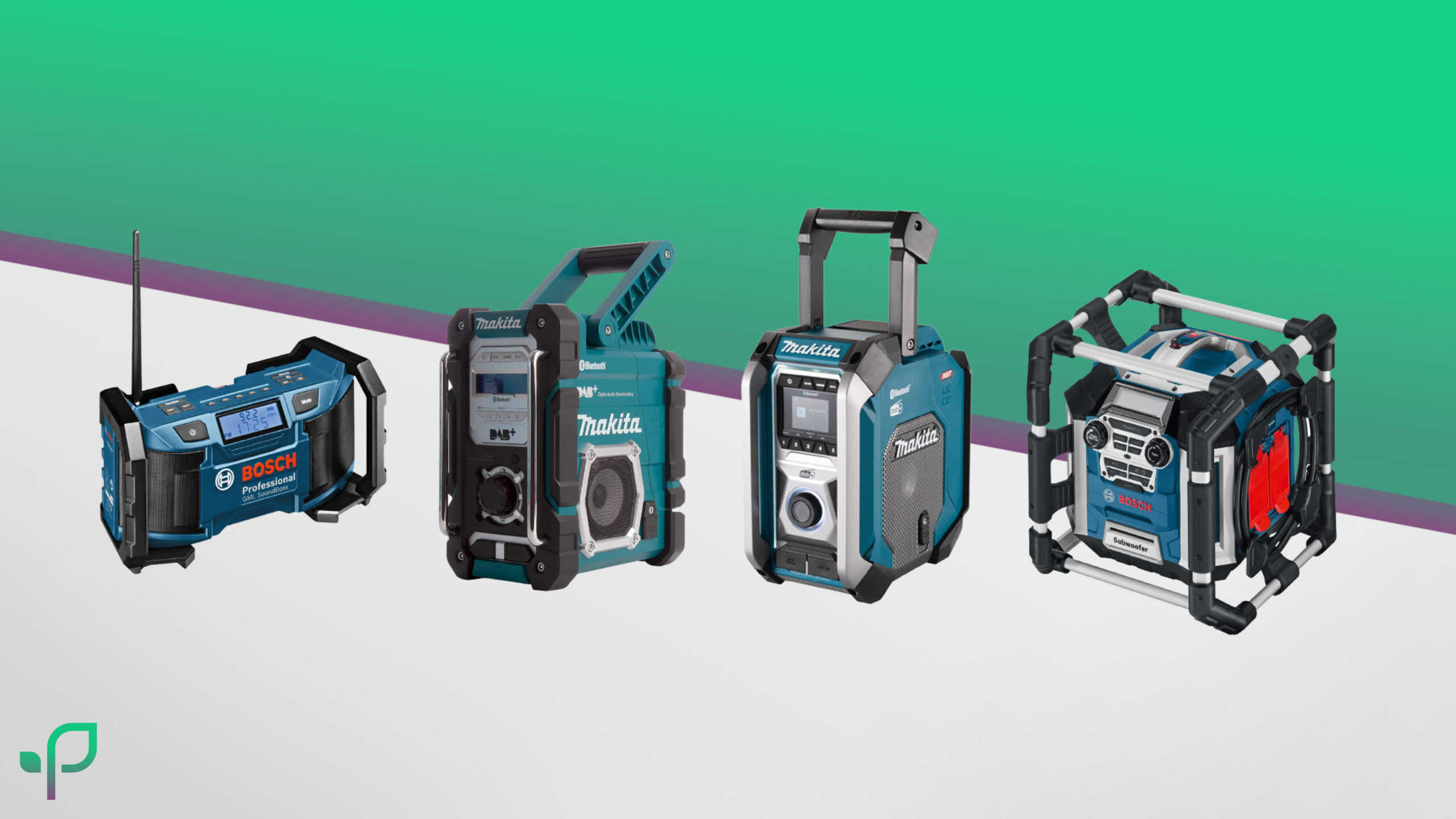 Makita oder Bosch professional Baustellenradios auf Smart im Garten UntergrundBild