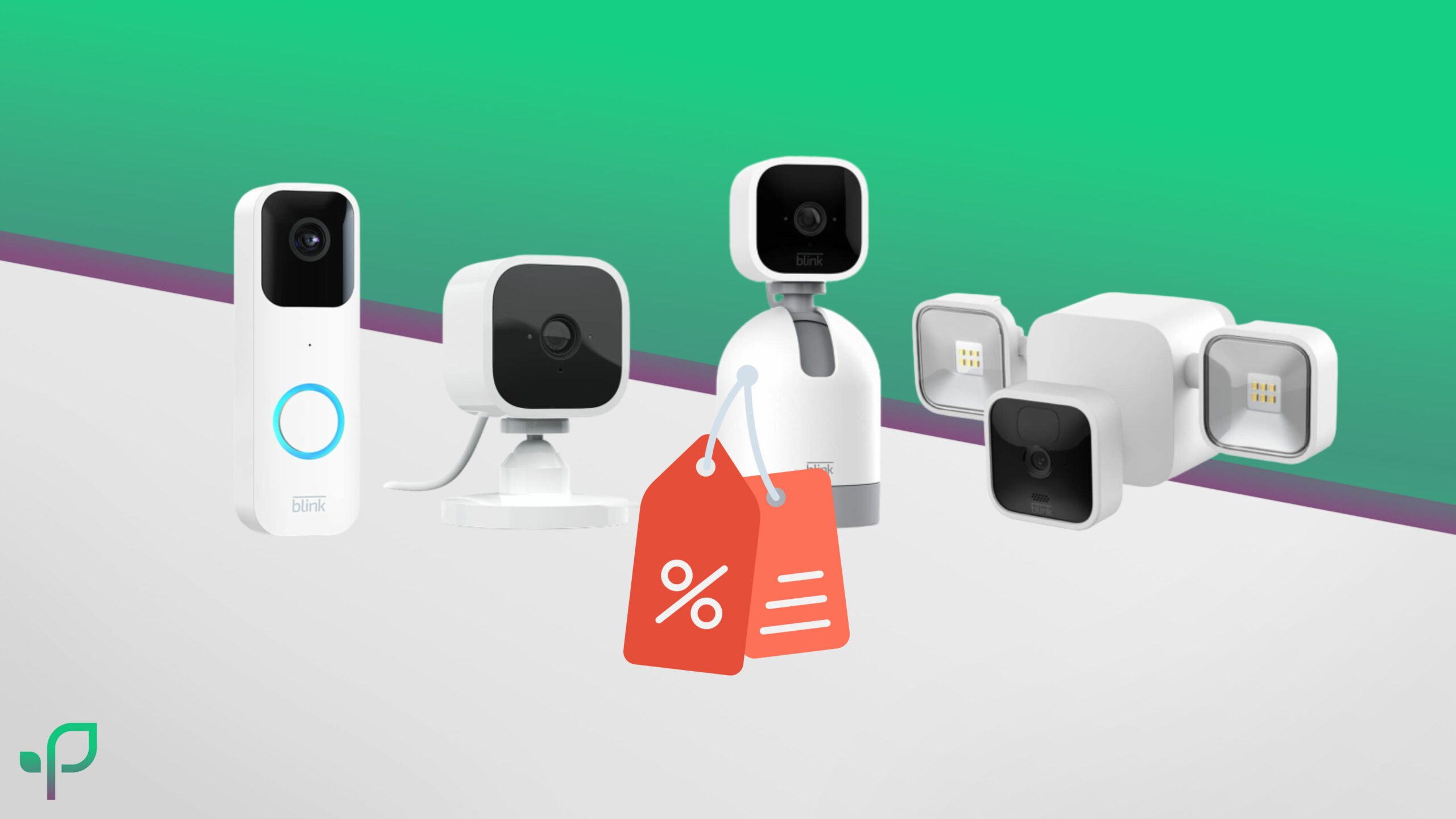 Drei Blink Kameras im Angebot stehen vor dem Smart im Garten Wallpaper