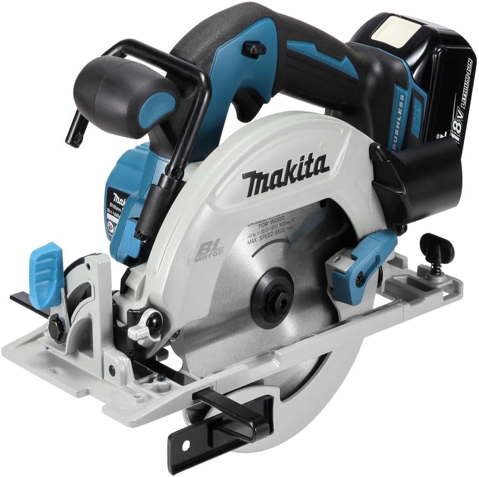 Makita DHS680Z Akku-Handkreissäge 57mm 18 V (ohne Akku, ohne Ladegerät), Blau, Silber auf weißem untergrund